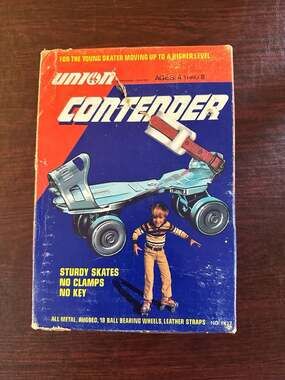 Vintage Union Contender No. 1437 Adjustable Metal Roller Skates Shoe Size 13-Adu